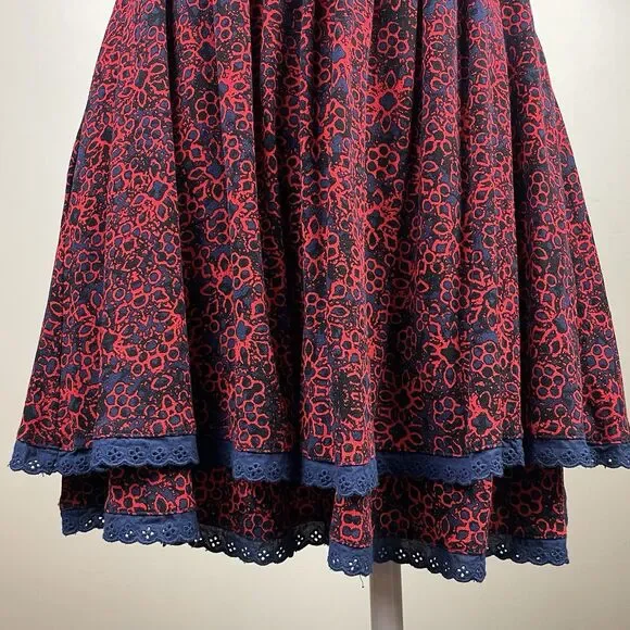 Free People Tabitha Mini Babydoll Boho Dress Cap Sleeve Floral Red Size M - Picture 8 of 11